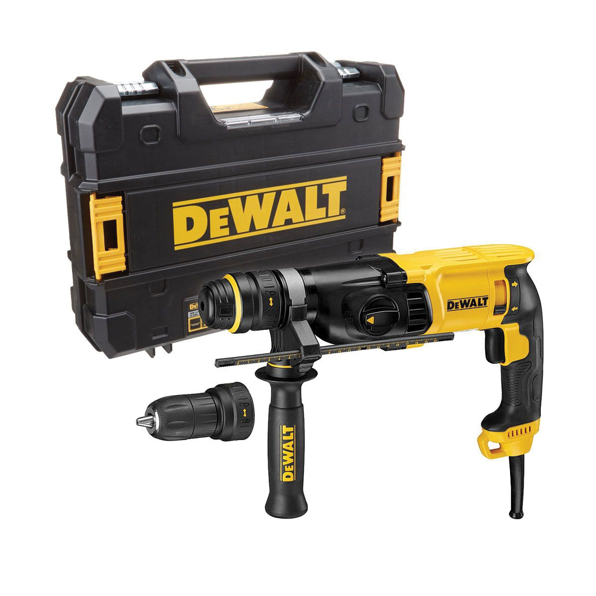 SDS-PLUS 26mm 2.8J 800W Hammer Drill Double Quick Release Chuck in TSTACK CASE and ACCESSORIES - DeWALT - D25134K-QS SDS-PLUS 26mm 2.8J 800W Hammer Drill Double Quick Release Chuck in TSTACK CASE and ACCESSORIES - DeWALT - D25134K-QS
